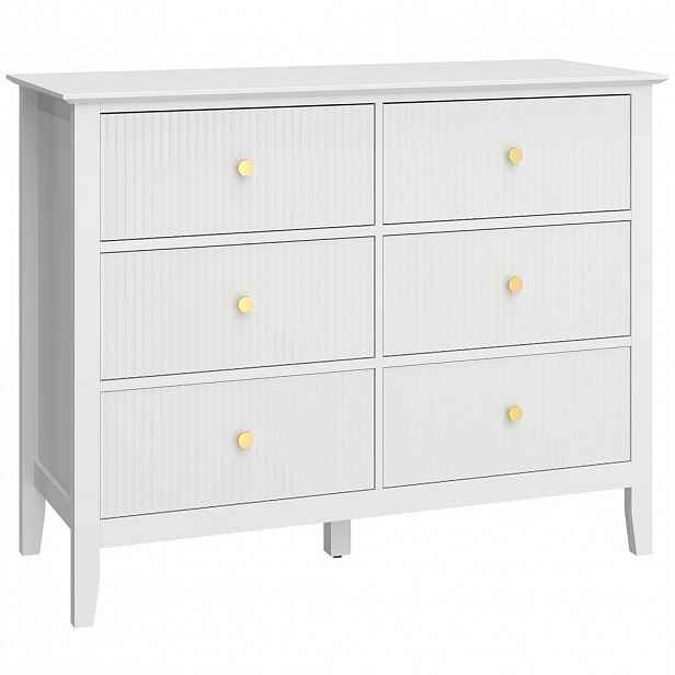 HOMCOM KOMODA se 6 zásuvkami bílá 100/40/78 cm