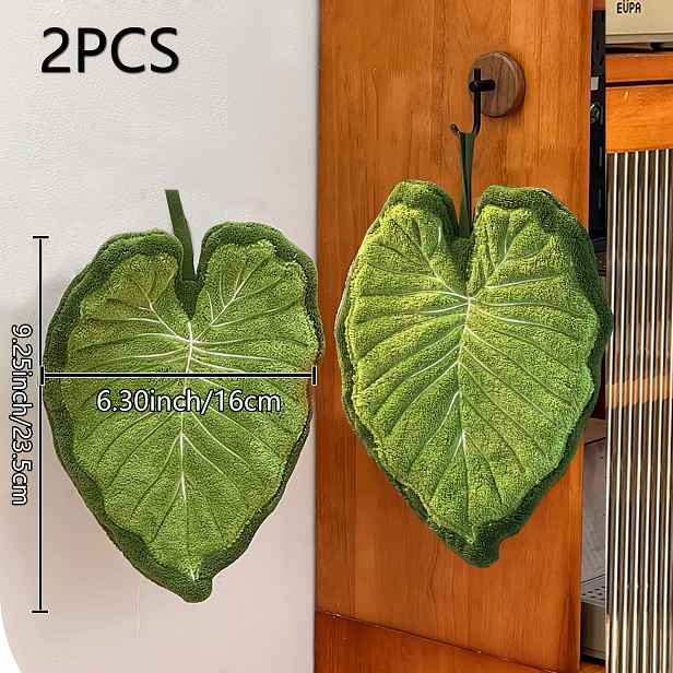TEMU 2-balení kreativních ručníků do koupelny s listů – závěsný design, savý materiál, vhodné do koupelny, jídelny a kuchyně