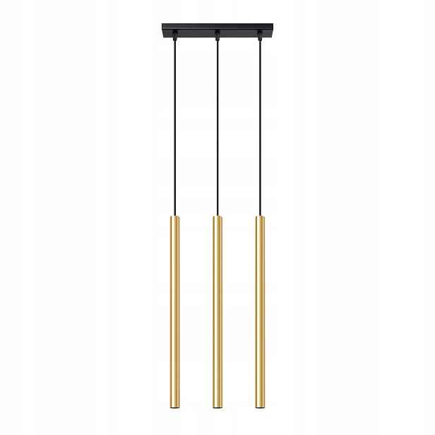 Sollux Závěsná lampa trojitá černá zlatá tuba 50 cm nad stůl ostrov bar