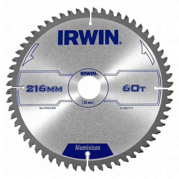 Kotoučová pila Irwin 216 mm 30 mm 60Z Řezací pila na hliník, plast