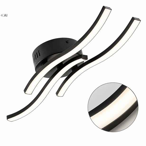 stropní svítidlo Led Stropní Svítidlo Černý Lustr Moderní 24W Do Obývacího Pokoje S Dálkový Ovladač