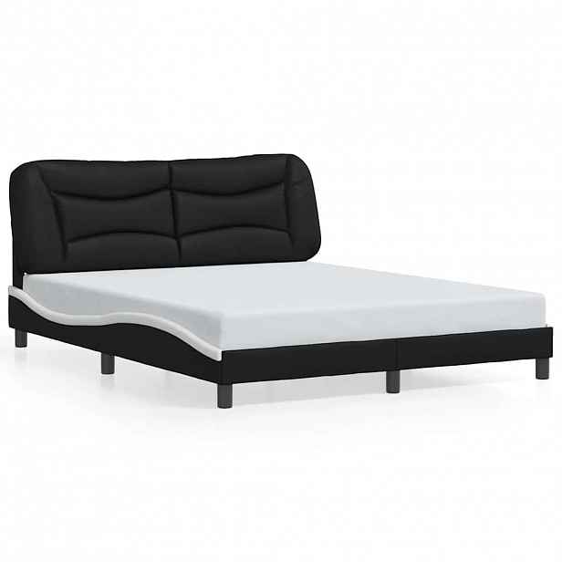 vidaXL Rám postele bez matrace Hvar černý a bílý 160 x 200 cm umělá kůže