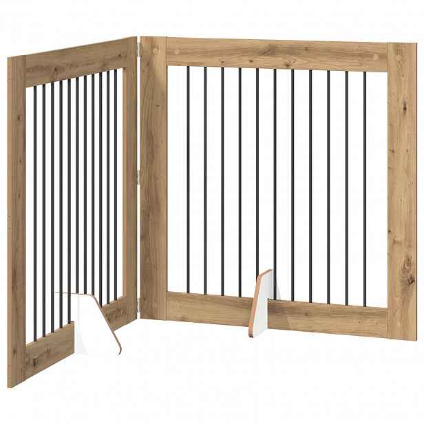 vidaXL Skládací psí brána se stojany 2 ks Dub artisan 200,5 cm