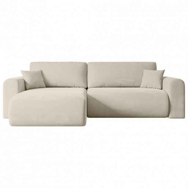 ALTDECOR ROHOVÁ SEDACÍ SOUPRAVA s funkcí lůžka a úložným prostorem ORRO-L – 272 × 145 × 83 cm, béžový velur