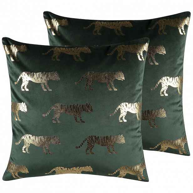 Beliani DEKORATIVNÍ POLŠTÁŘ sada 2 ks Tmavě zelený 45/45 cm Bluebell
