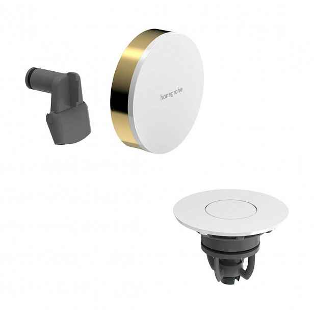 Hansgrohe Exafill - Vrchní sada k vanové odtokové a přepadové soupravě s napouštěním, Push-Open, lesklá bílá/leštěný vzhled zlata 58119990