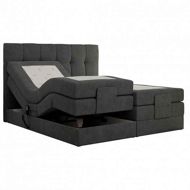 MKS POSTEL BOXSPRING VITTORIA 180/200 - Šedá Strukturovaná látka - H3