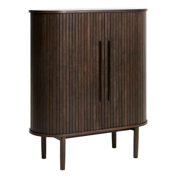 Skříňka v dekoru dubu s posuvnými dveřmi v tmavě přírodní barvě 100x118x40 cm Meta – Unique Furniture