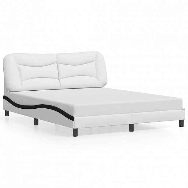 vidaXL Rám postele bez matrace Hvar bílý a černý 160 x 200 cm umělá kůže