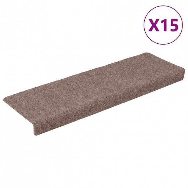 vidaXL Schodové rohože samolepicí 15 ks 65 x 21 x 4 cm světle hnědé s obdélníkovým okrajem