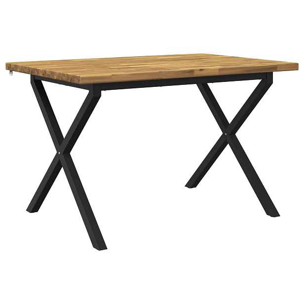 vidaXL 120 x 80 x 75 cm Masivní akátové dřevo Bílá a černá Obdélníkový