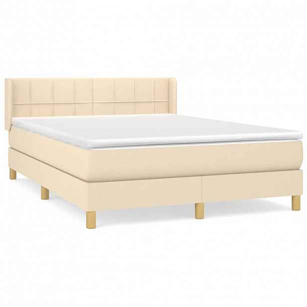 vidaXL Box spring postel s matrací krémová 140x190 cm textil