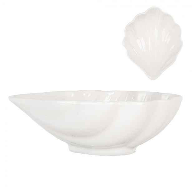 Bílá keramická miska ve tvaru mušle Shell Bowl - 12*10*4 cm Clayre & Eef