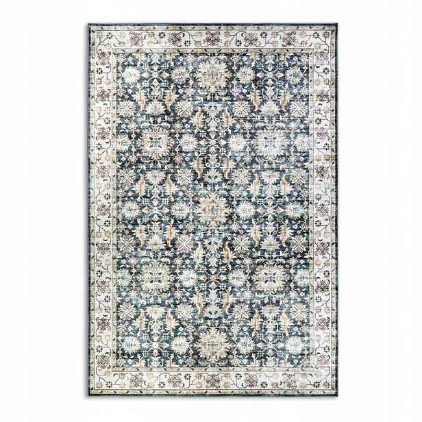 Koberec do obývacího pokoje 200x290 cm, modro krémový, plochý, tkaný
