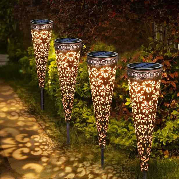 Solární lampa zapichovací lampa Vito hnědá 40,5 cm 4 ks