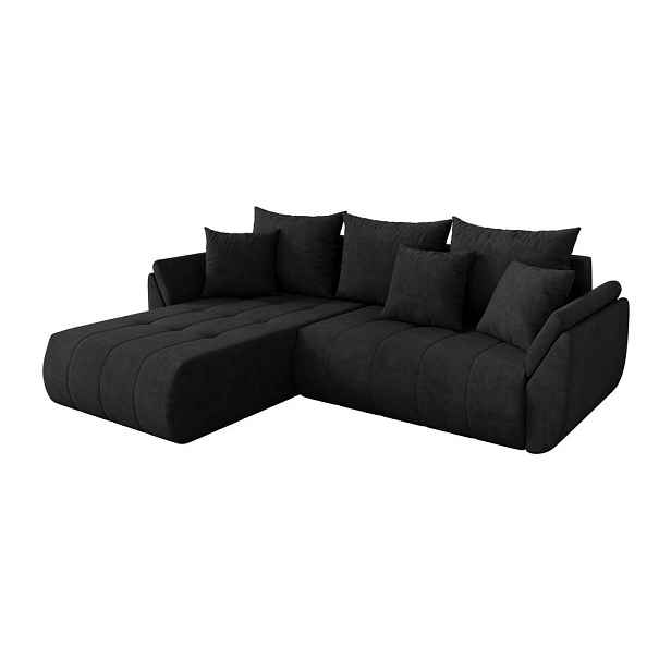 ALTDECOR ROHOVÁ SEDAČKA s funkcí spaní, otoman vlevo TOKO-L 277x194x86 černá velur