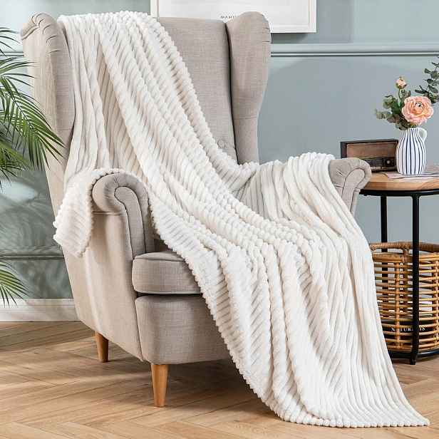 Deka Miulee polyester 210 cm x 170 cm bílá, oboustranná, dekorativní