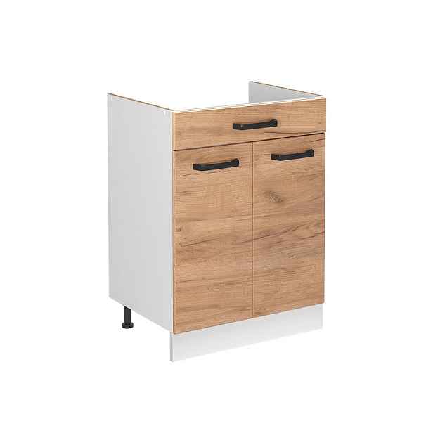 Vicco SKŘÍŇKA POD DŘEZ R-Line, Zlatý mocný dub/Bílá, 60 cm bez pracovní desky