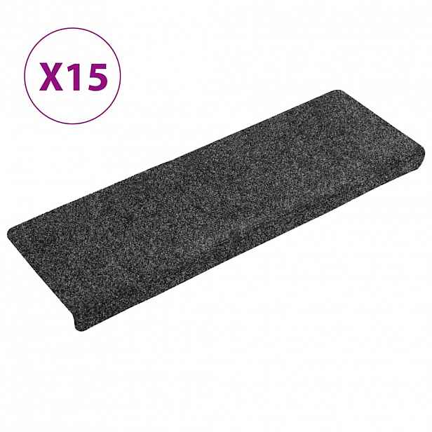 vidaXL Schodové rohože samolepicí 15 ks 65 x 21 x 4 cm tmavě šedé s obdélníkovým okrajem