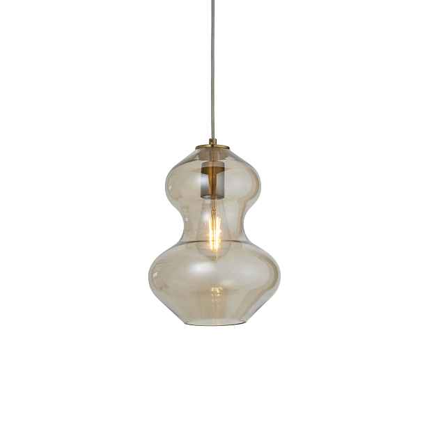 Endon Závěsná mosazná lampa Kelda 1xE27, skleněná, stmívatelná