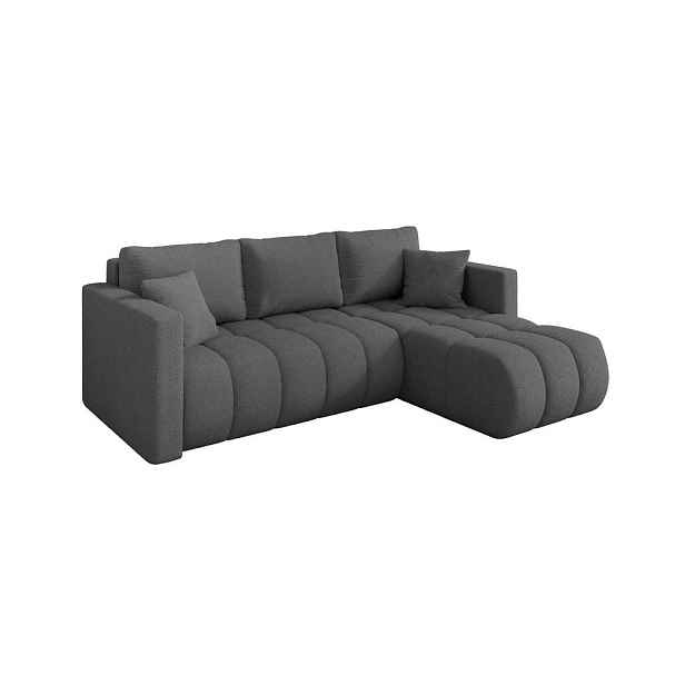 ALTDECOR ROHOVÁ SEDAČKA s funkcí spaní, otoman vpravo GARD-L 226x146x85 šedá bouclé