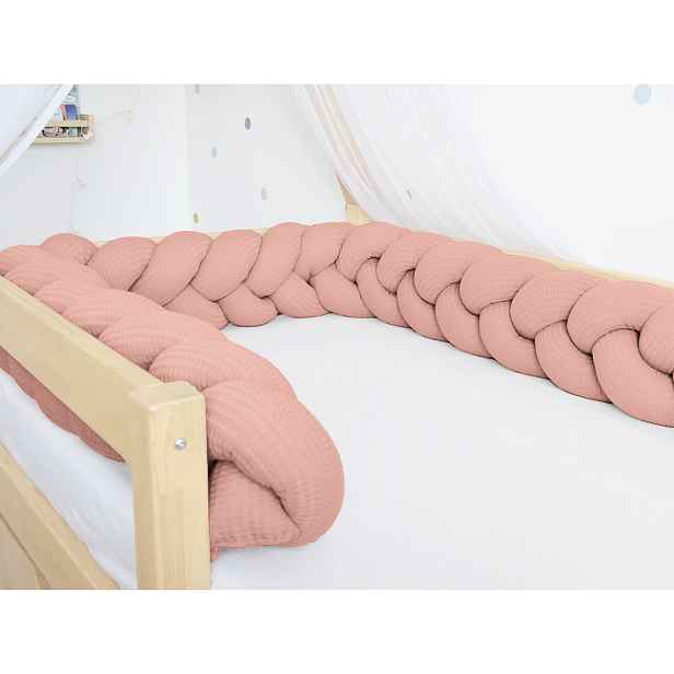 Benlemi Vaflový mantinel pletený do copu ze 3 pramenů Zvolte barvu: Cihlová, Zvolte rozměr: 350 cm (3,5 metru)