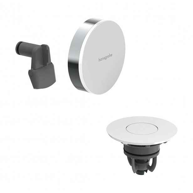 Hansgrohe Exafill - Vrchní sada k vanové odtokové a přepadové soupravě s napouštěním, Push-Open, lesklá bílá/chrom 58119000
