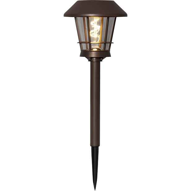 Hnědé venkovní solární LED svítidlo Star Trading Fergus, výška 35 cm