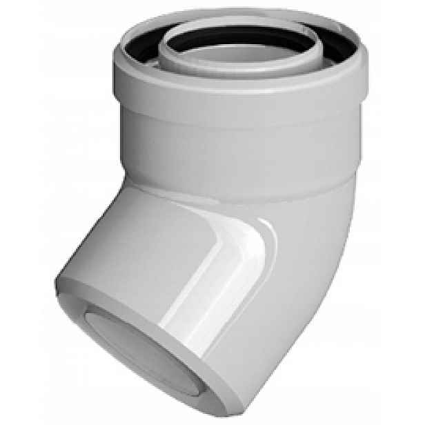 Koaxiální koleno 80/125 45° Pp-al Ricom