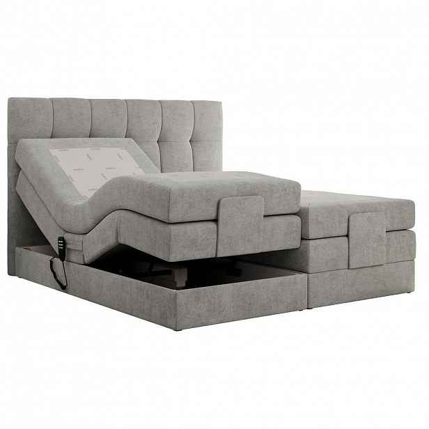 MKS POSTEL BOXSPRING VITTORIA 180/200 - Světle šedá Strukturovaná látka - H3