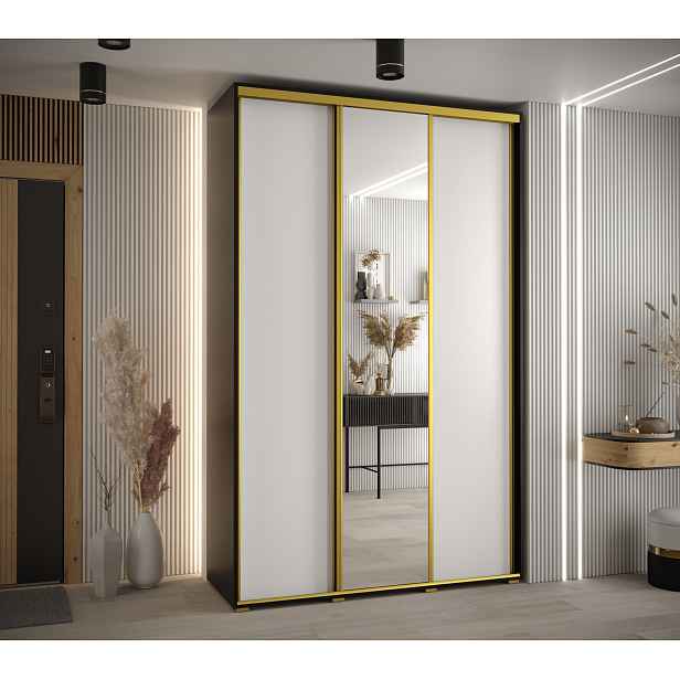 Šatní skříň Davos 3 - hloubka 60 cm Barva korpusu: Dub - Artisan, Rozměry: 170 cm, Dveře: Černá