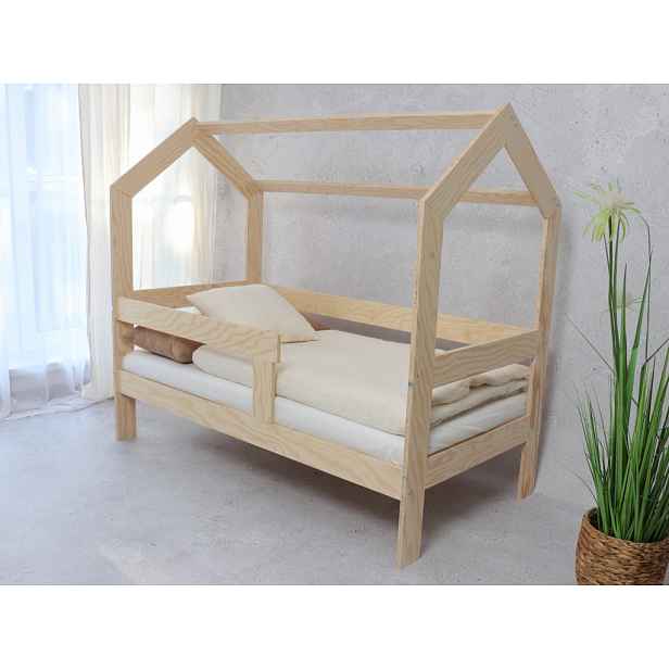 ELIS DESIGN Postel domeček Basic se zábradlím - na nožkách rozměr lůžka: 100 x 200 cm, šuplík, nožičky: s nožičkami 20 cm, se šuplíkem