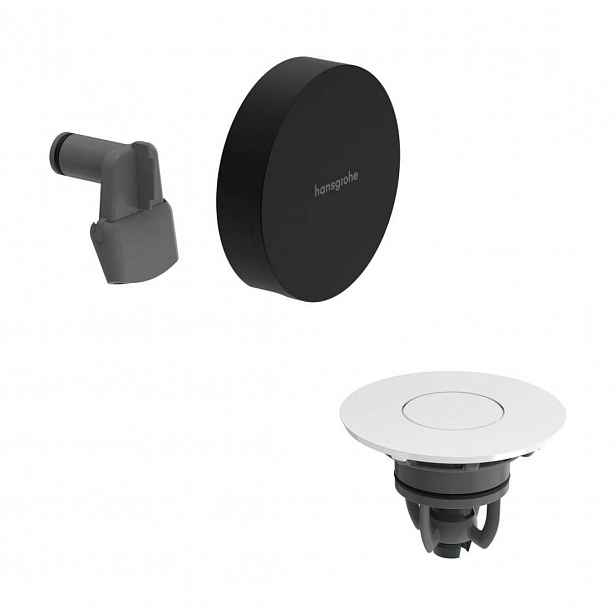Hansgrohe Exafill - Vrchní sada k vanové odtokové a přepadové soupravě s napouštěním, Push-Open, matná černá/lesklá bílá 58119670