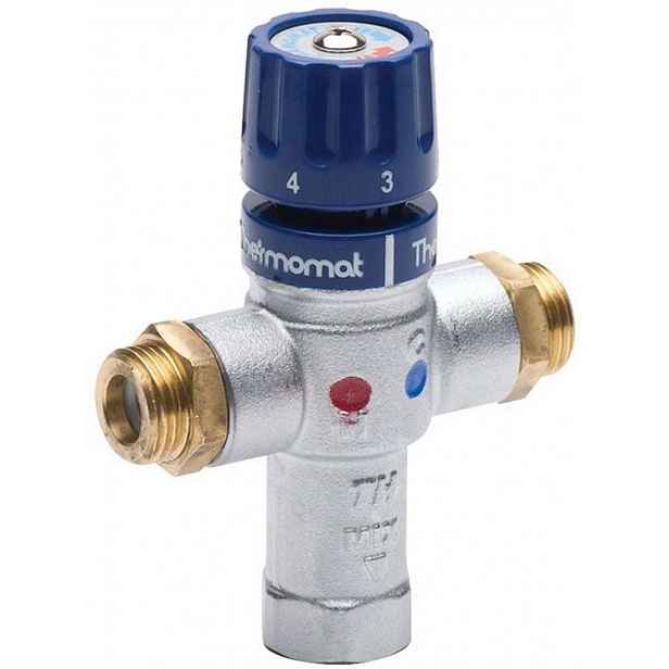 Sapho - Termostatický směšovač, 1/2"M, 30-60 stupňů, zpětné klapky TMT12MPM