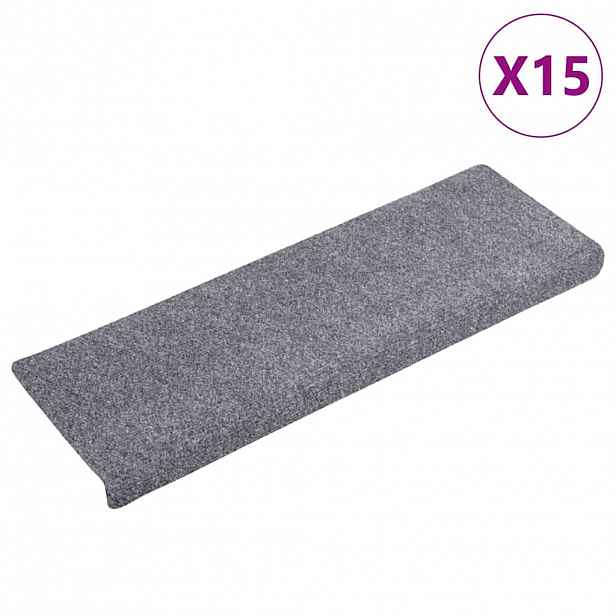 vidaXL Schodové rohože samolepicí 15 ks 65 x 21 x 4 cm světle šedé s obdélníkovým okrajem