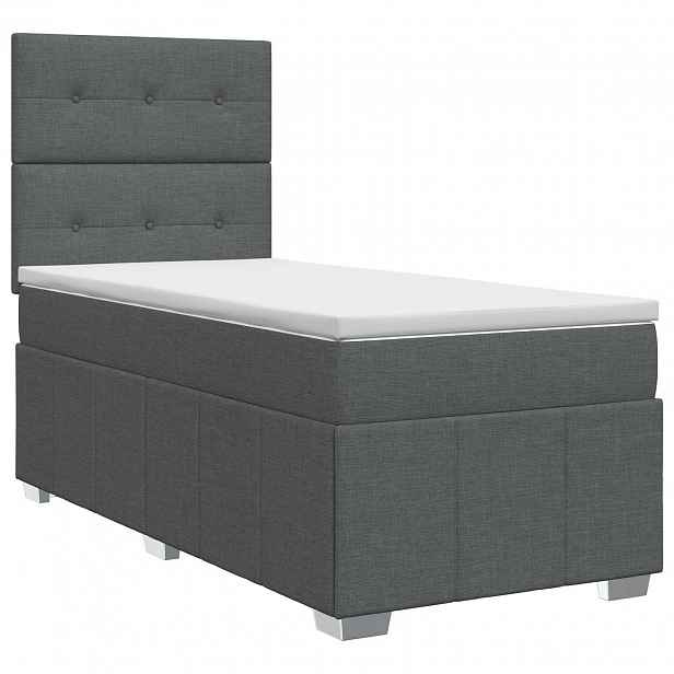 vidaXL Postel boxspring s matrací s čelo Tmavě šedá 80 x 200 cm Textil