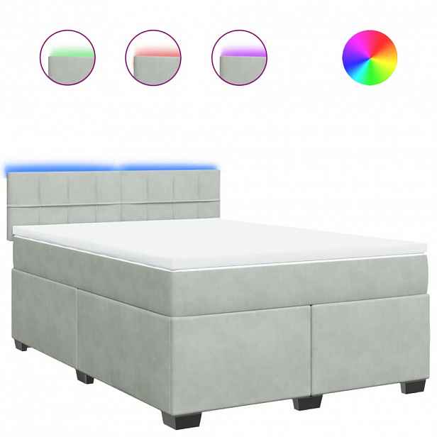 vidaXL Box spring postel s matrací světle šedá 140x200 cm samet