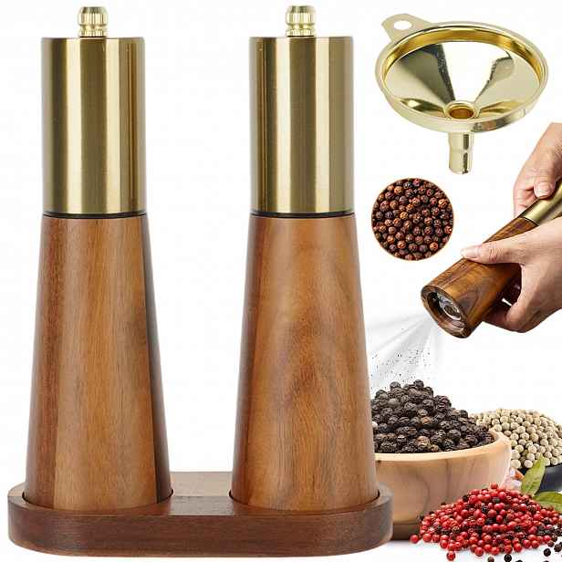 Mlýnek Na Pepř, Ruční Mlýnek Na Pepř, Sůl, Dřevěný, Nastavitelná Tloušťka