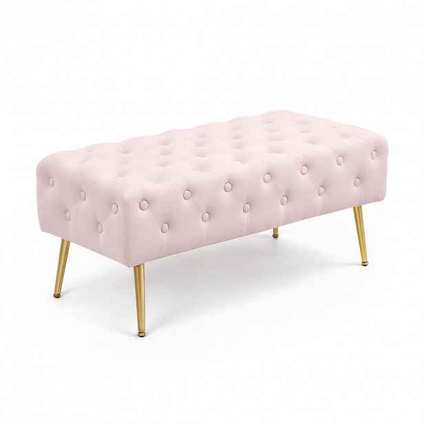 RAUMHIRSCH FURNITURE ČALOUNĚNÁ LAVIČKA s sametovým vzhledem, růžová 42/41/42