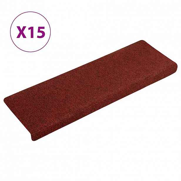 vidaXL Schodové rohože samolepicí 15 ks 65 x 21 x 4 cm bordó červená s obdélníkovým okrajem