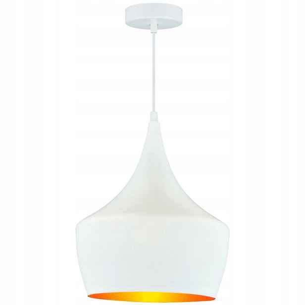 Závěsná lampa bílá zlatá, kulatá, moderní, nad stůl 28 cm Polux
