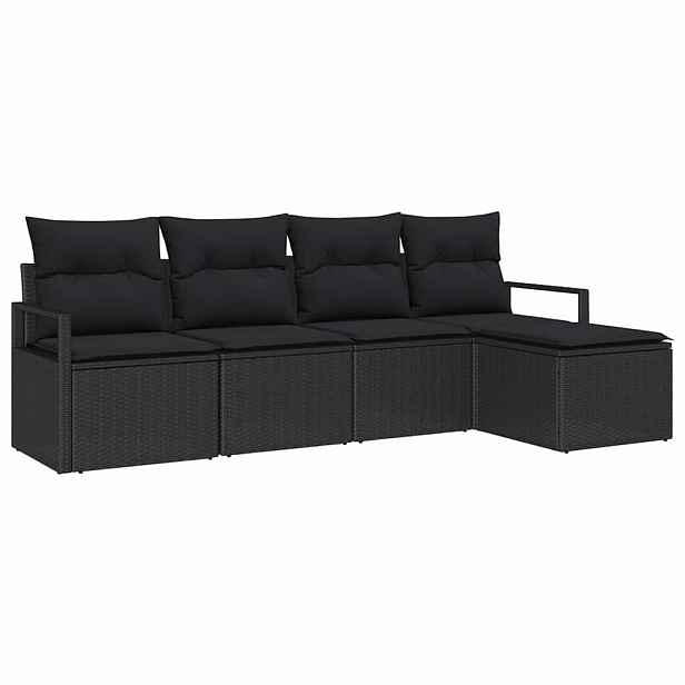 vidaXL Set pohovek 5 ks Černá polyratan