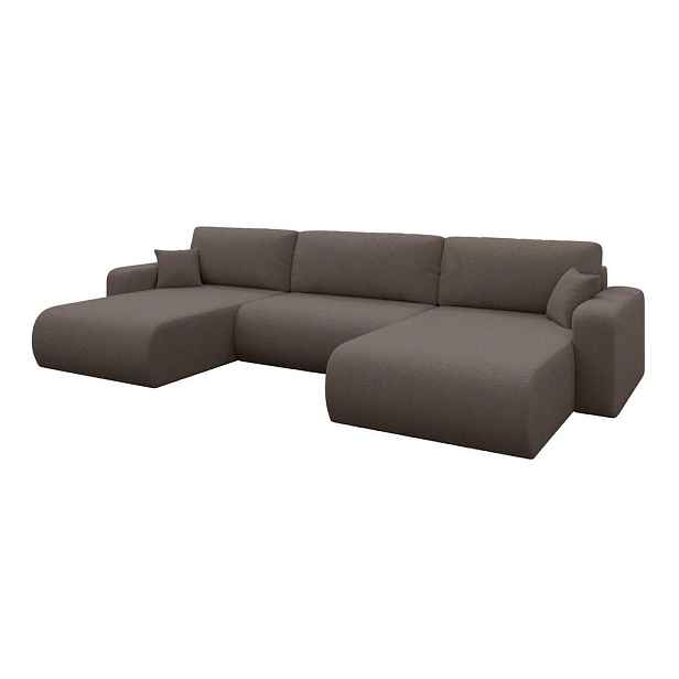 ALTDECOR SEDACÍ SOUPRAVA DO U s funkcí spaní a úložným prostorem BERY-U 377x193x88 hnědá bouclé