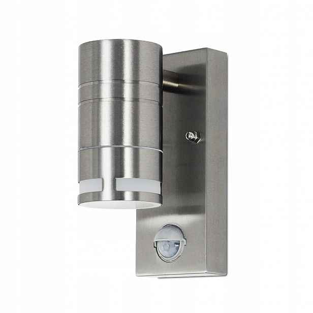 Venkovní nástěnná lampa s pohybovým a soumrakovým senzorem GU10 Inox