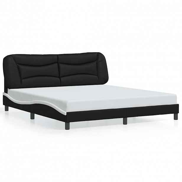 vidaXL Rám postele bez matrace Hvar černý a bílý 180 x 200 cm umělá kůže