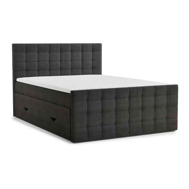 Antracitová boxspring postel s úložným prostorem 180x200 cm Tasca – Maison de Rêve