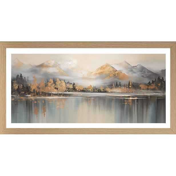 Rámovaný obraz Horská krajina 49x23 cm, efekt ruční malby