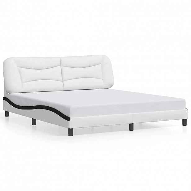 vidaXL Rám postele bez matrace Hvar bílý a černý 180 x 200 cm umělá kůže