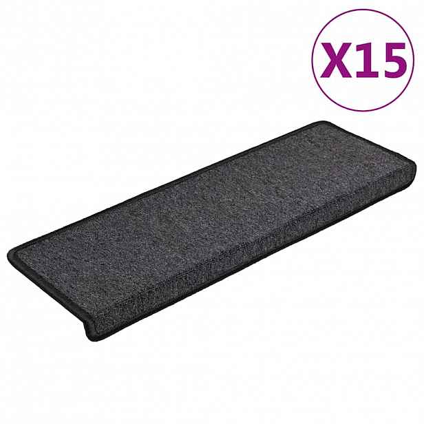 vidaXL Schodové rohože 15 ks 65 x 21 x 4 cm antracitové s obdélníkovým okrajem