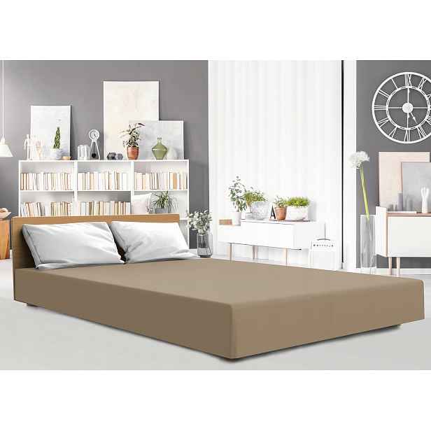Prostěradlo jersey elastan 90x200 s gumičkou, hnědá barva